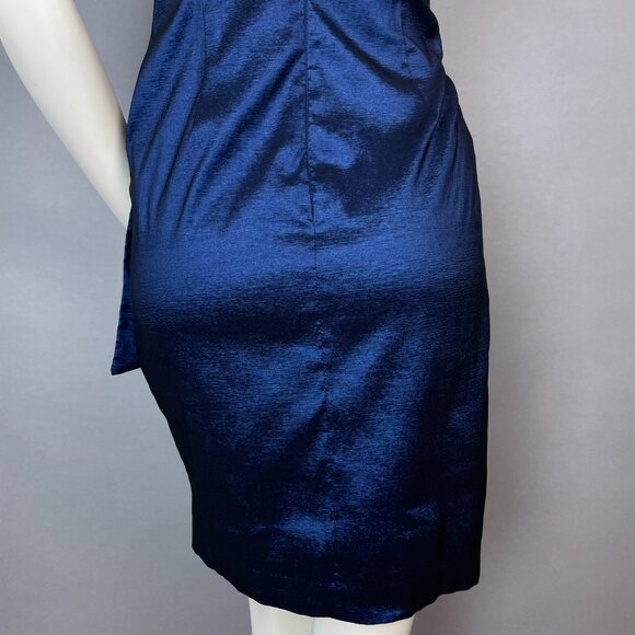 R&M Richards Petite Cocktail Dress Sheath Sculptural Size 4P Blue Fancy Formal‎ - Picture 7 of 9